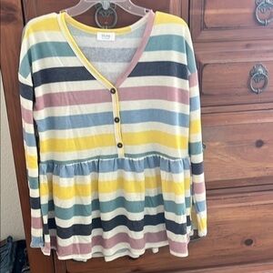 Striped Button-Down Long Sleeve Top NWOT
